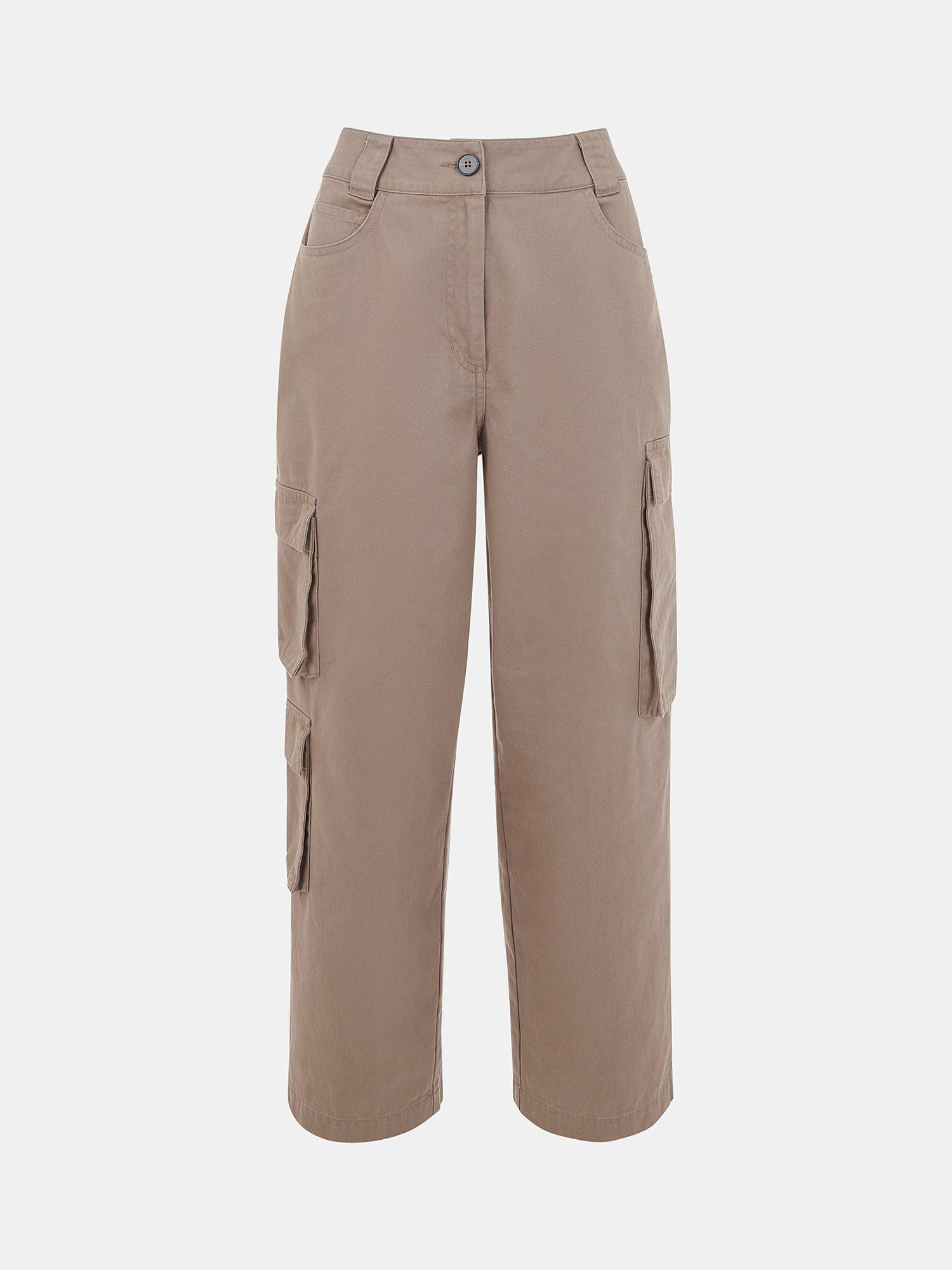 Product image 5 of 5, which shows Whistles Phoebe Casual Cotton Utility Trousers, Taupe, 8