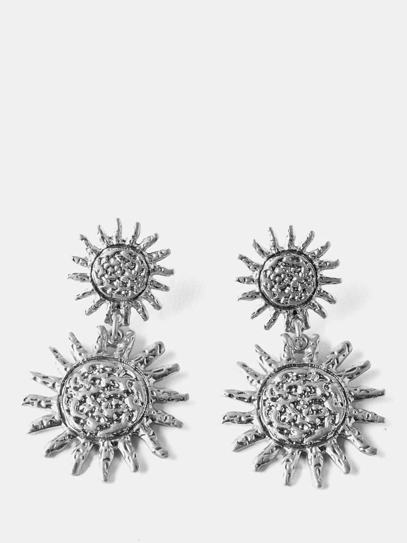 Mint Velvet Sunburst Earrings, Silver