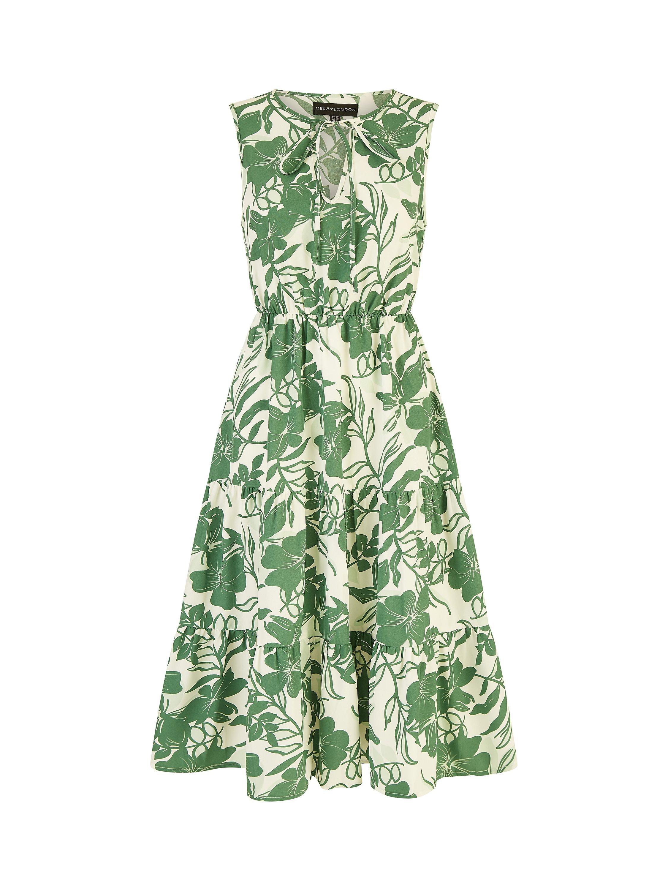 Product image 5 of 5, which shows Mela London Midi Floral Dress, Green, 8