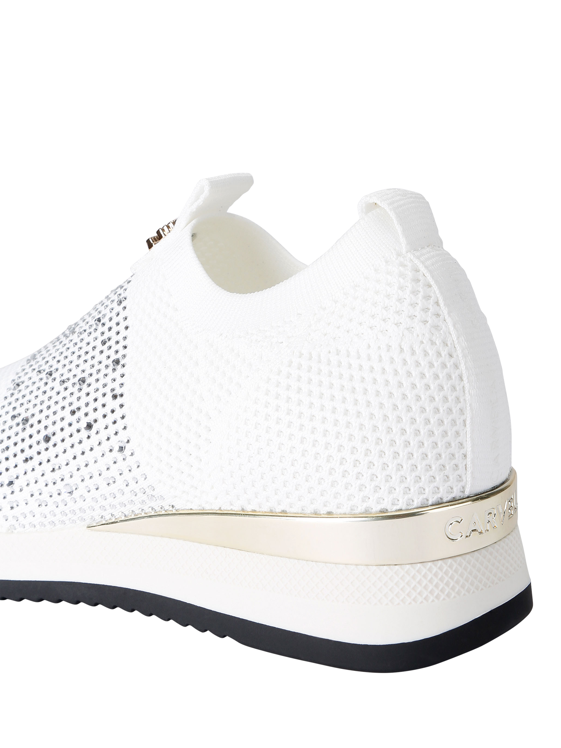Product image 5 of 5, which shows Carvela Janeiro 2 Knitted Embellished Slip On Trainers, White, 3