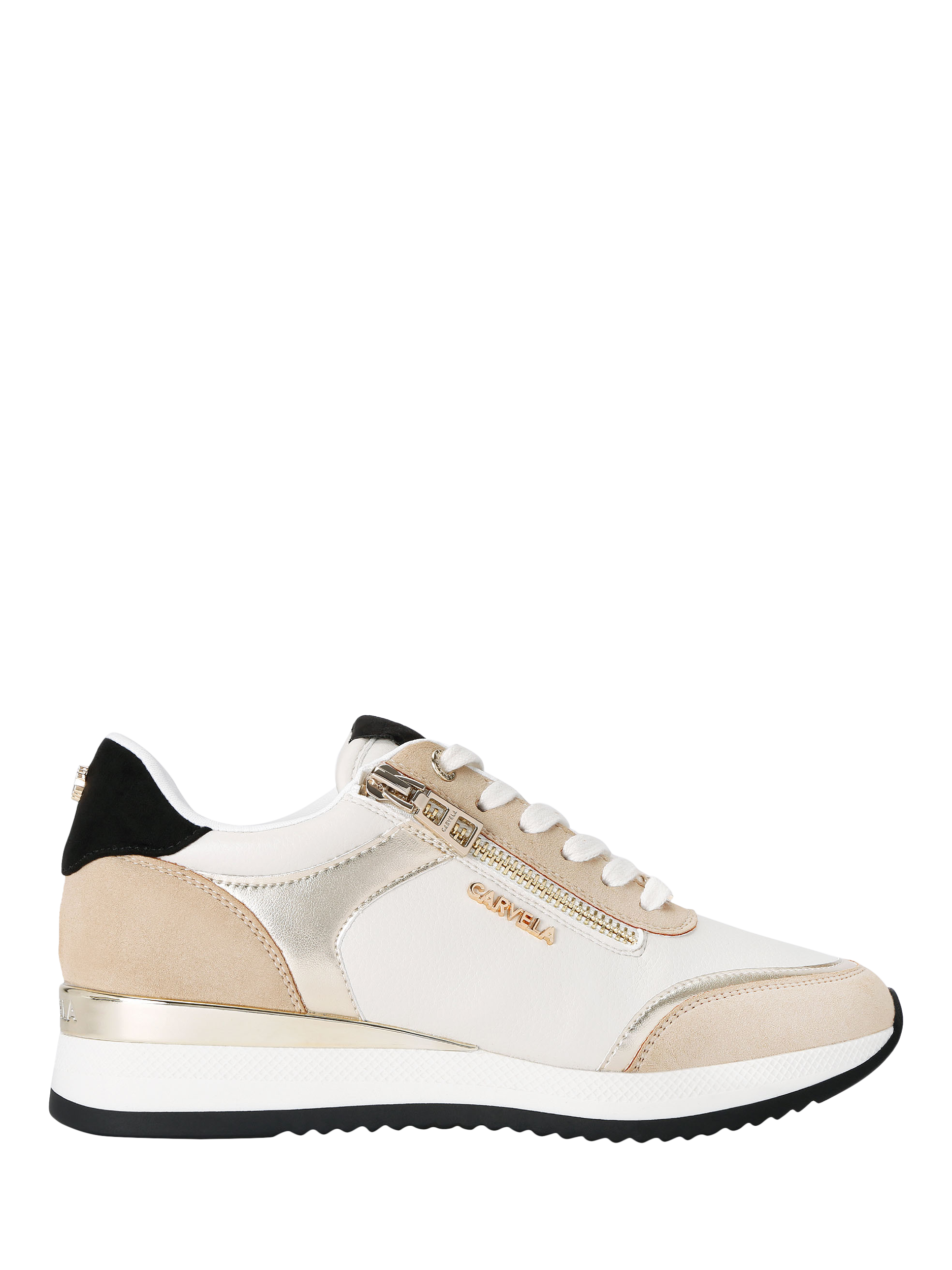 Carvela Janeiro Zip Detail Colourblock Trainers Taupe Multi