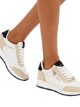 Carvela Janeiro Zip Detail Colourblock Trainers, Taupe/Multi