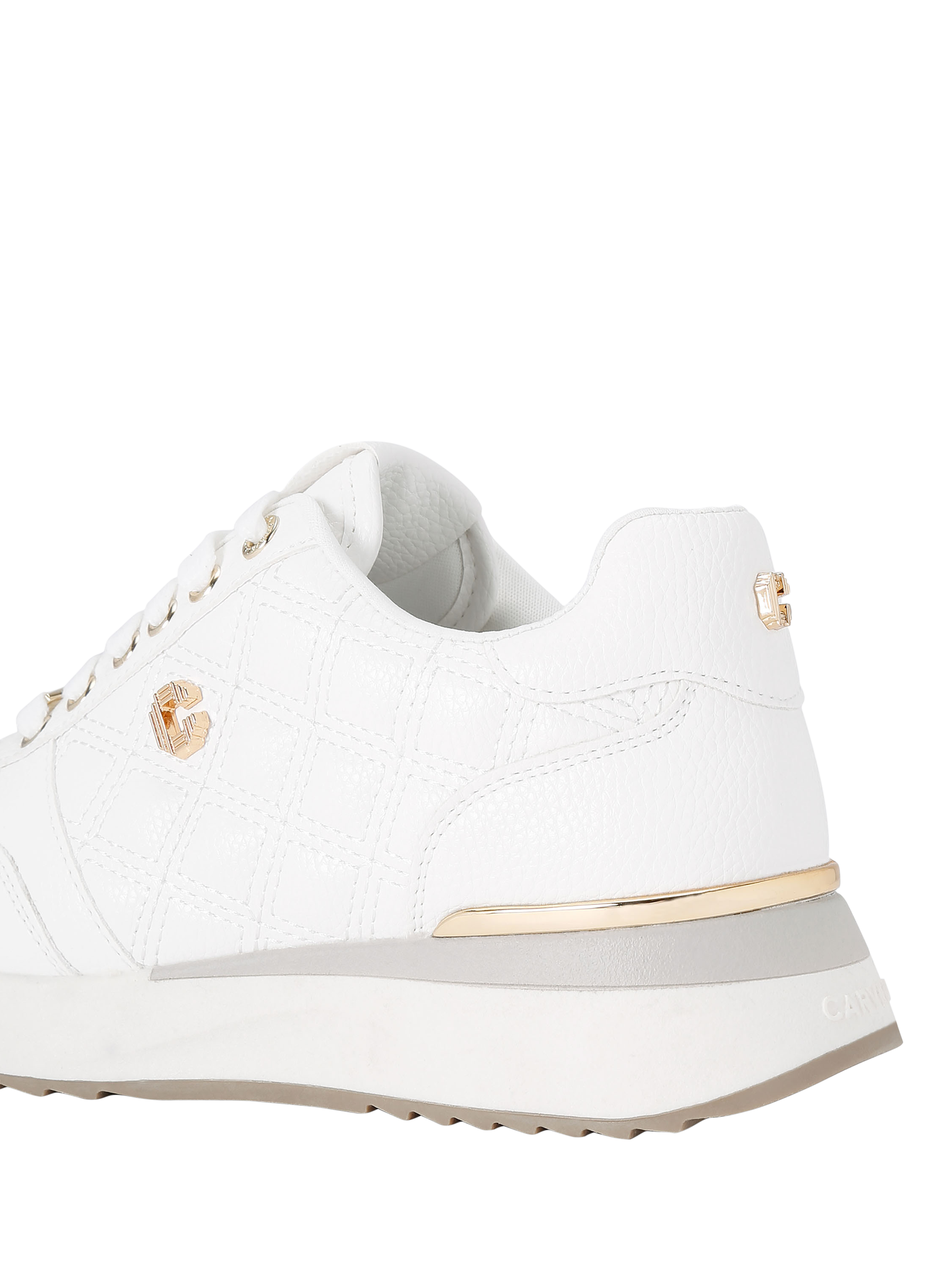 Carvela Diamond Quilt Runner Trainers, White/Gold, 3