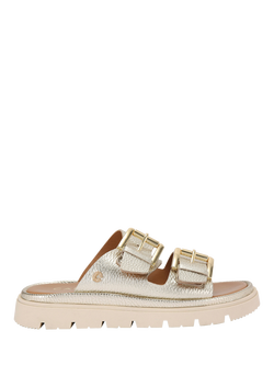 Carvela Pavilion Leather Double Strap Sandals, Gold