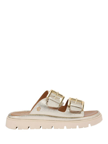 Carvela Pavilion Leather Double Strap Sandals, Gold
