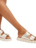 Carvela Pavilion Leather Double Strap Sandals, Gold