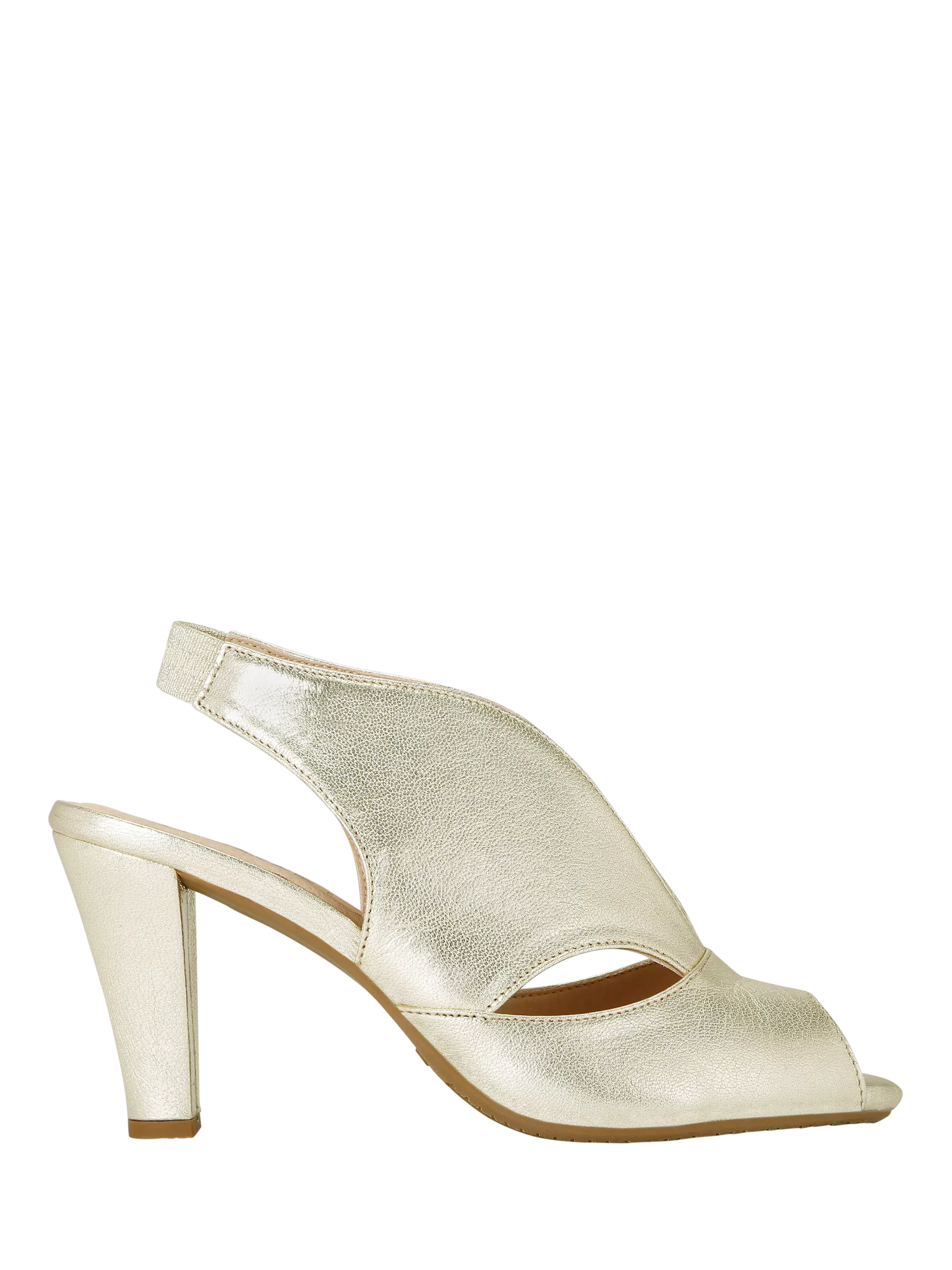 Carvela Arabella Comfort Cone Heel Open Toe Leather Court Shoes Gold