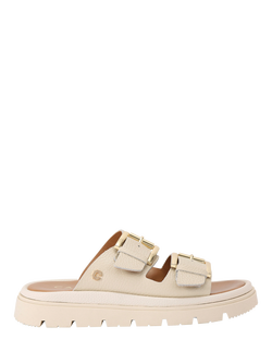 Carvela Pavilion Leather Double Strap Sandals, Natural Putty