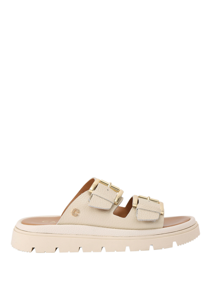 Carvela Pavilion Leather Double Strap Sandals, Natural Putty