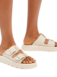 Carvela Pavilion Leather Double Strap Sandals, Natural Putty