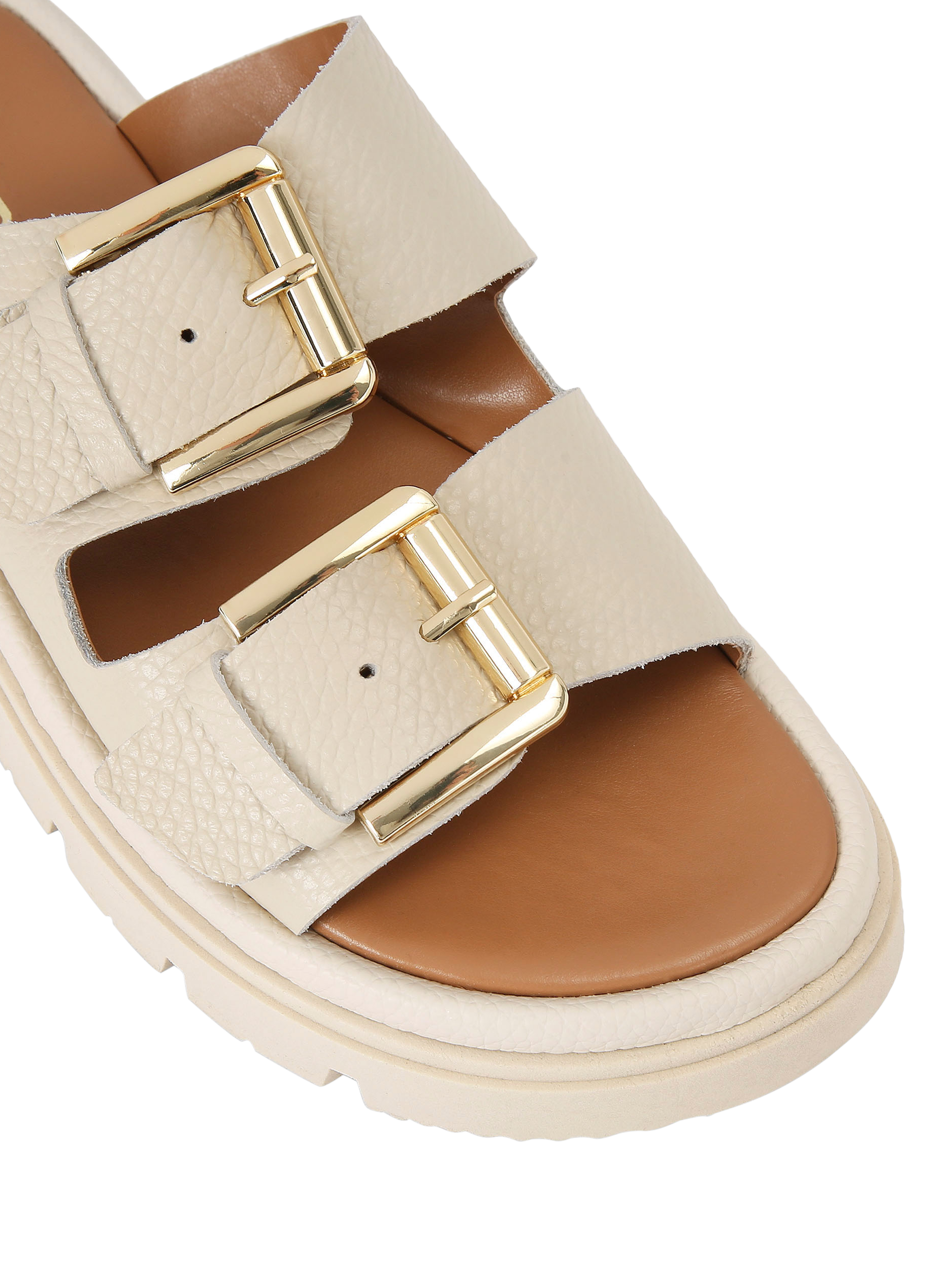 Product image 5 of 5, which shows Carvela Pavilion Leather Double Strap Sandals, Natural Putty, 3