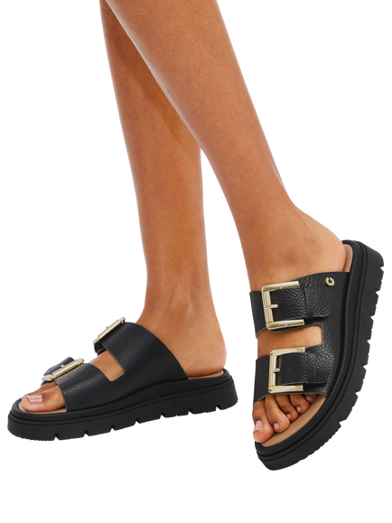 Carvela Pavilion Leather Double Strap Sandals - view 2, Black