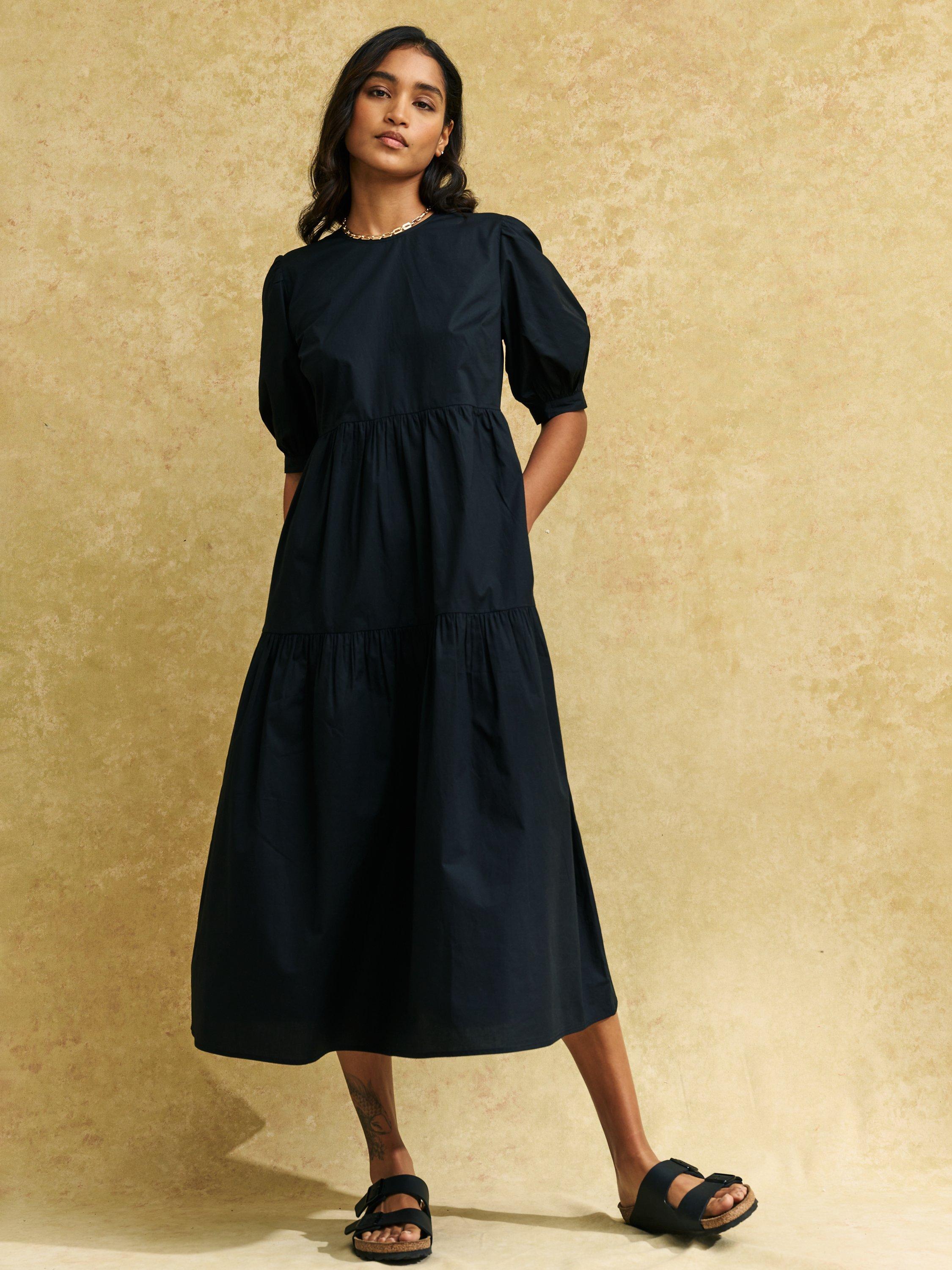 Black cotton midi dress best sale