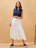 Brora Organic Cotton Broderie Anglaise Midi Skirt