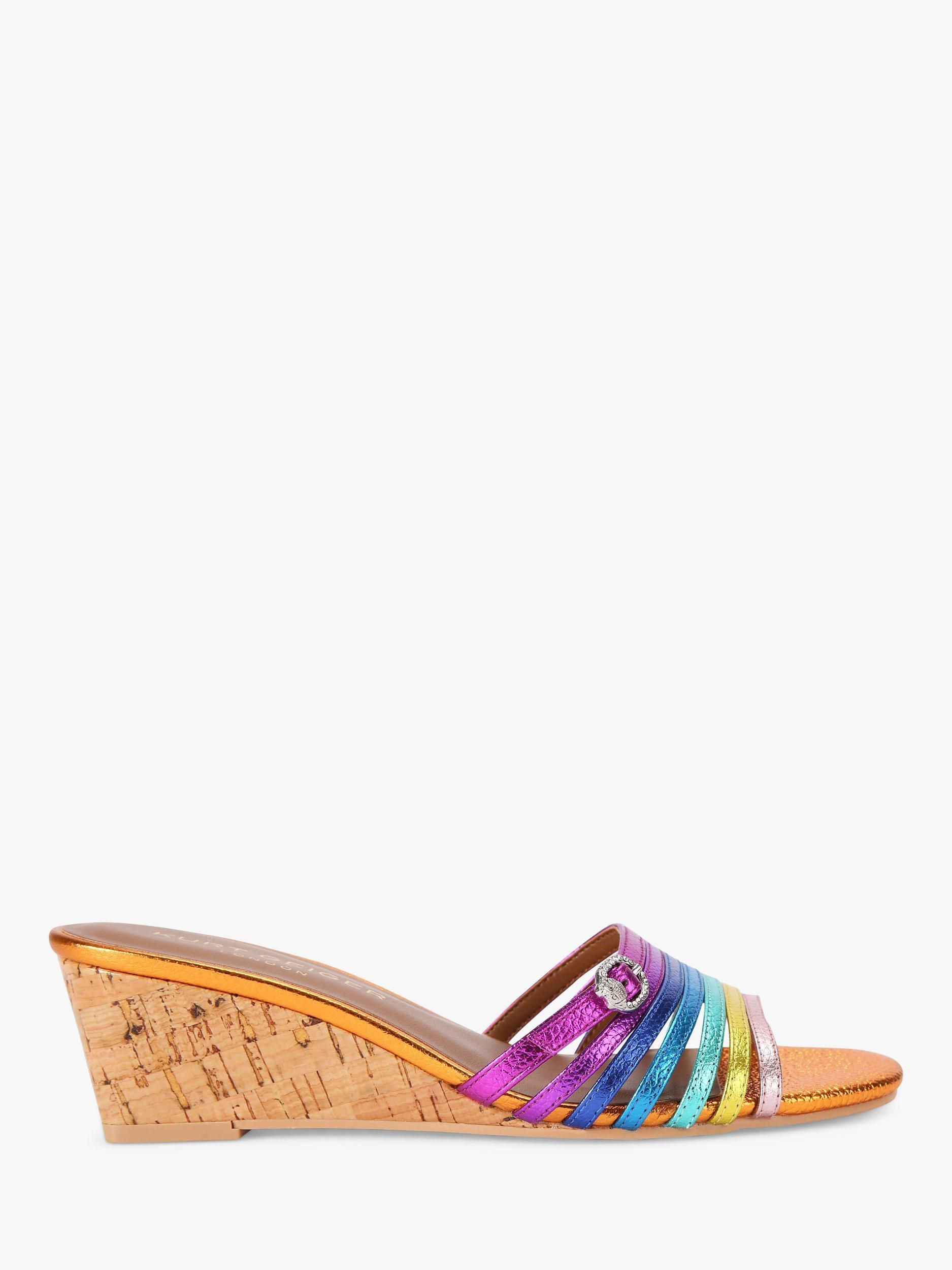 Kurt Geiger London Pierra Leather Wedge Heel Mules, Multi