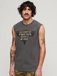 Superdry Rock Graphic Band Tank Top, Charcoal Grey