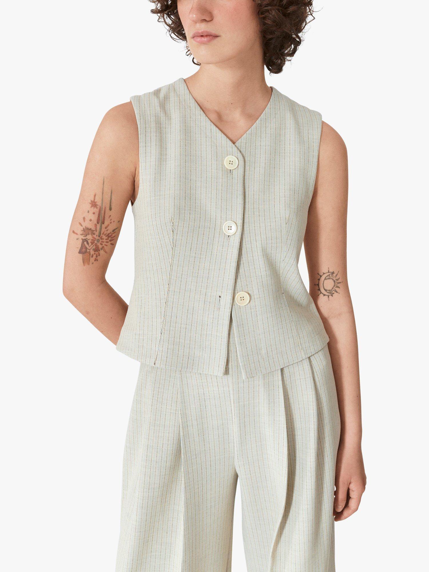 Product image 1 of 6, which shows Lovechild 1979 Violet Stripe Waistcoat, Brown, 8