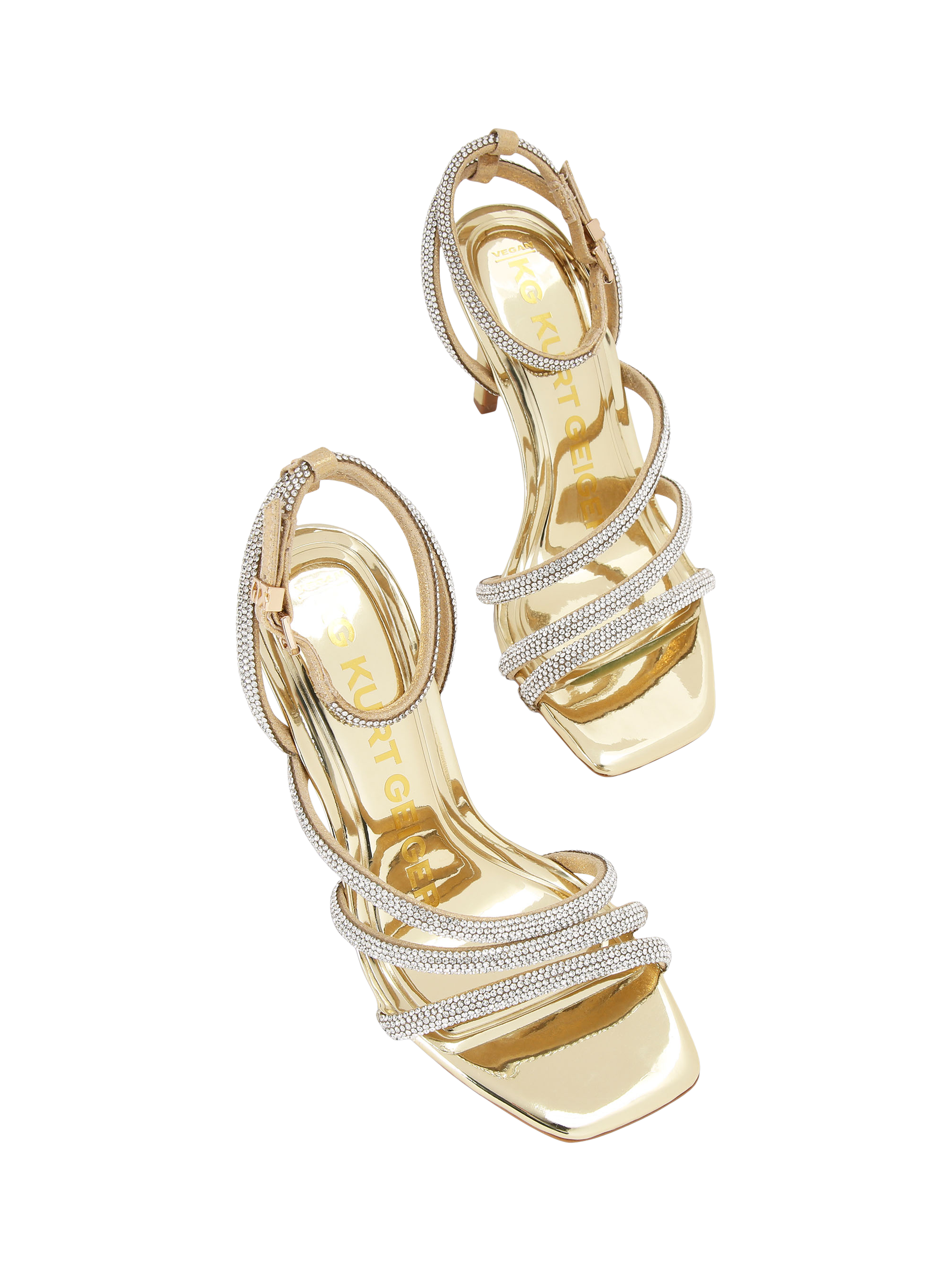 Product image 3 of 4, which shows KG Kurt Geiger Savanna Stiletto Heel Sandals, Gold, 3