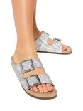 KG Kurt Geiger Ramona Embellished Footbed Sandals, Silver