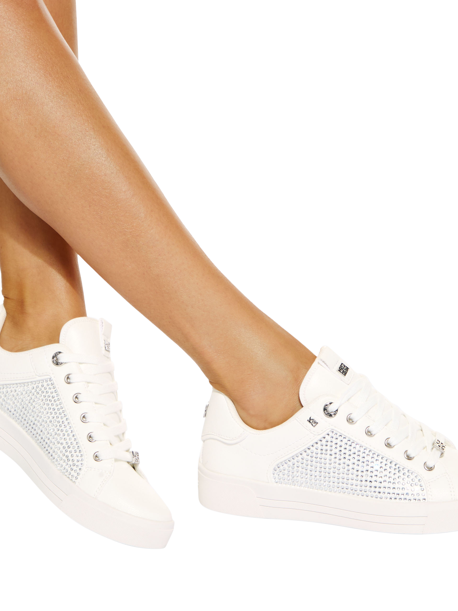 KG Kurt Geiger Lillian Bling Embellished Trainers White Silver