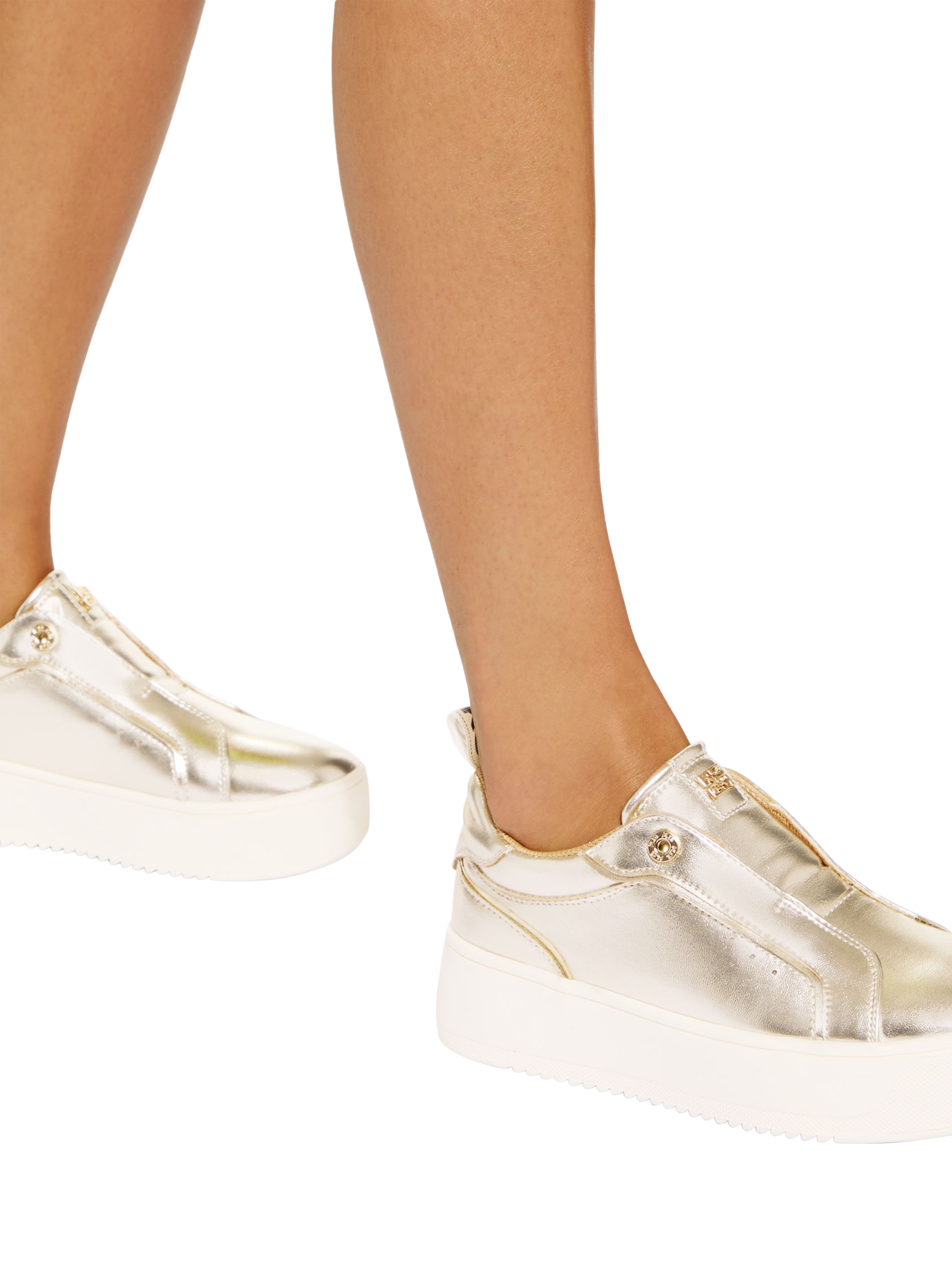 Product image 2 of 5, which shows KG Kurt Geiger Lucia Flatform Trainers, Gold, 3