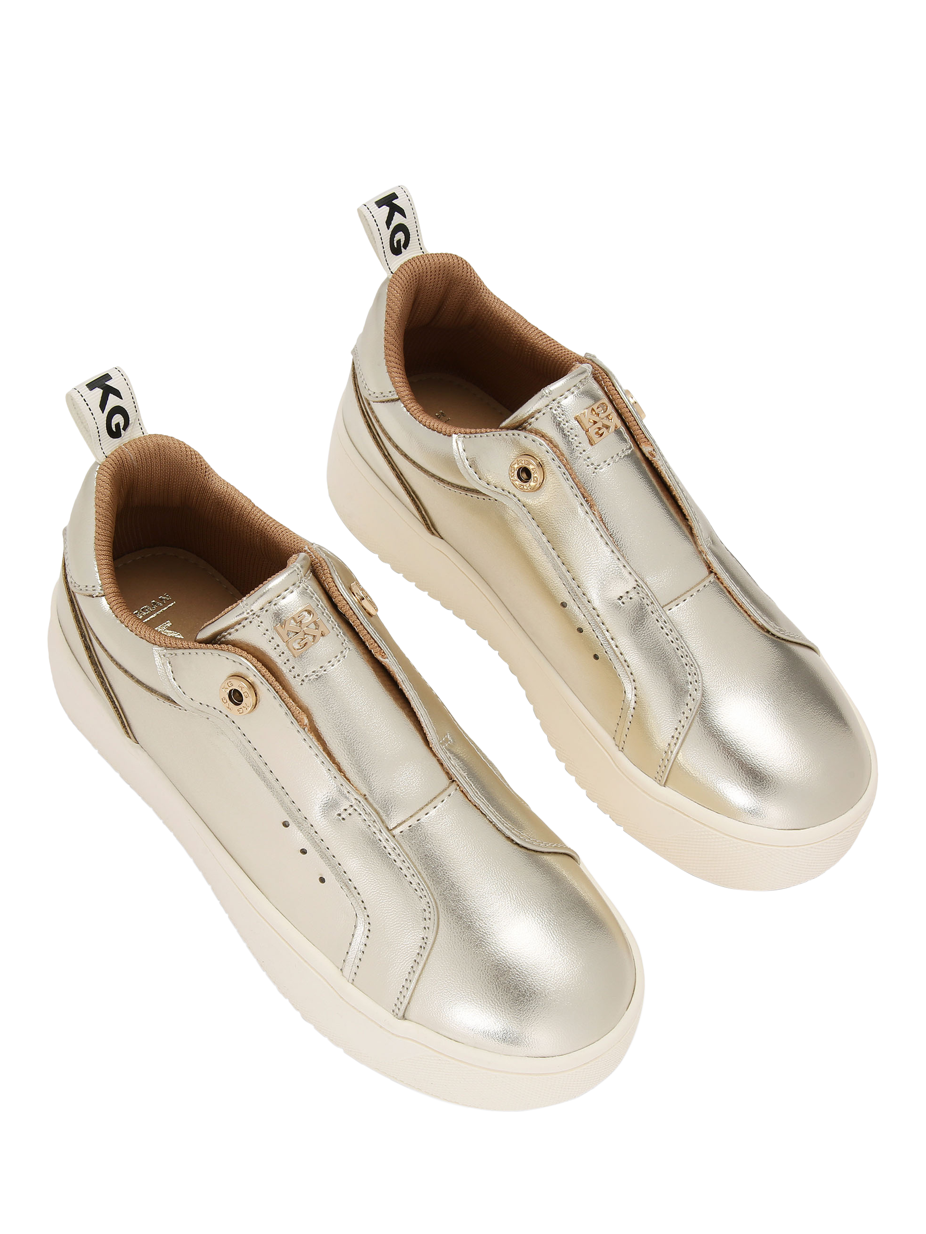 Product image 3 of 5, which shows KG Kurt Geiger Lucia Flatform Trainers, Gold, 3