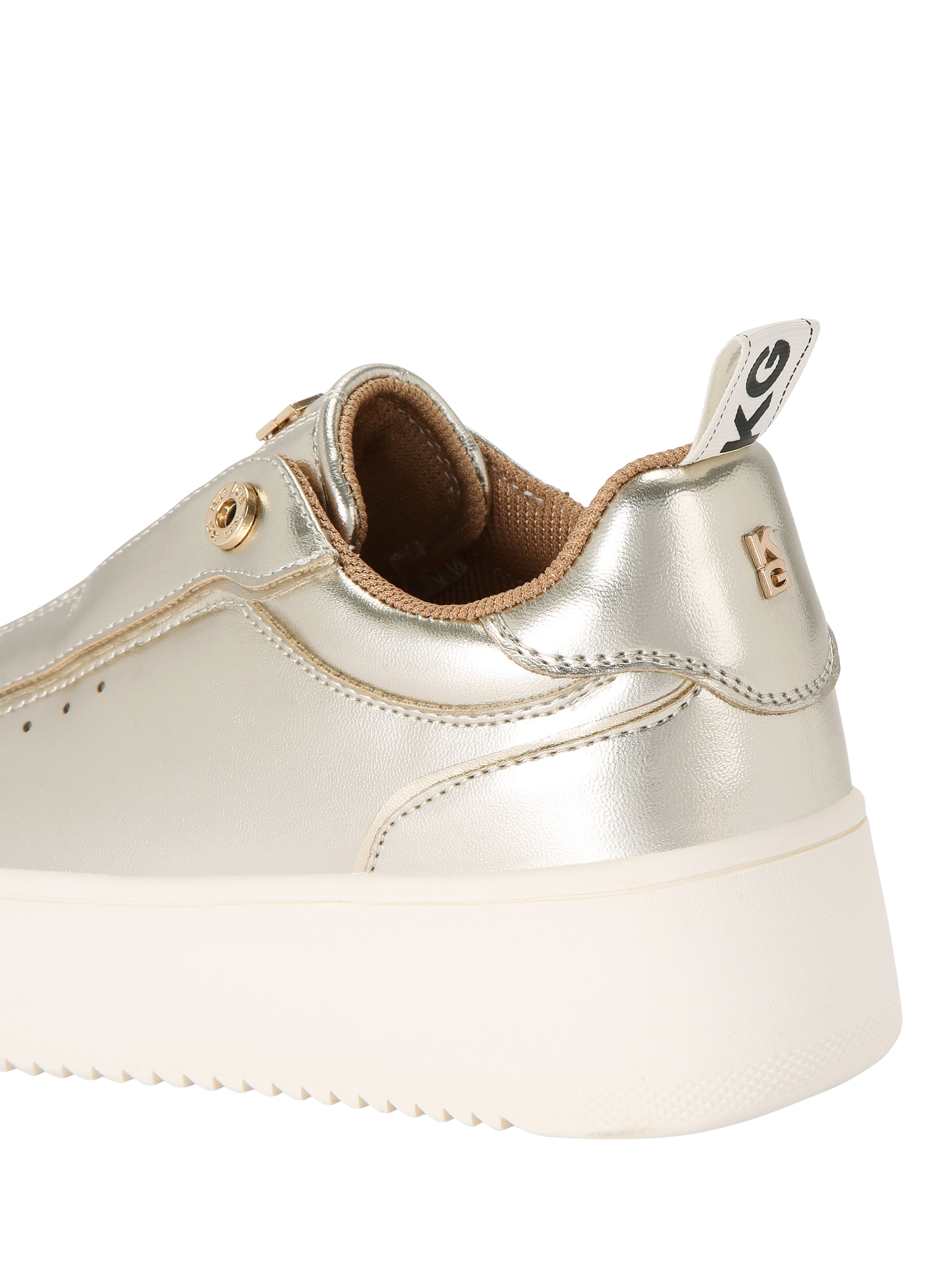 Product image 5 of 5, which shows KG Kurt Geiger Lucia Flatform Trainers, Gold, 3