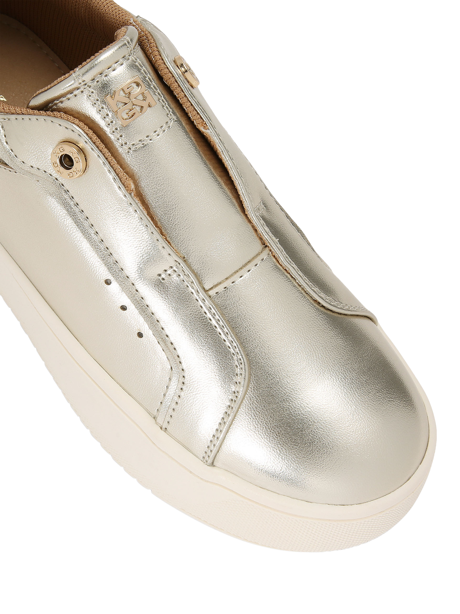 Product image 4 of 5, which shows KG Kurt Geiger Lucia Flatform Trainers, Gold, 3