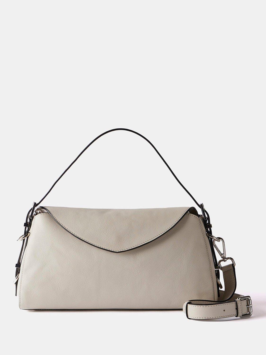 Mint Velvet Leather Shoulder Bag, Cream, One Size