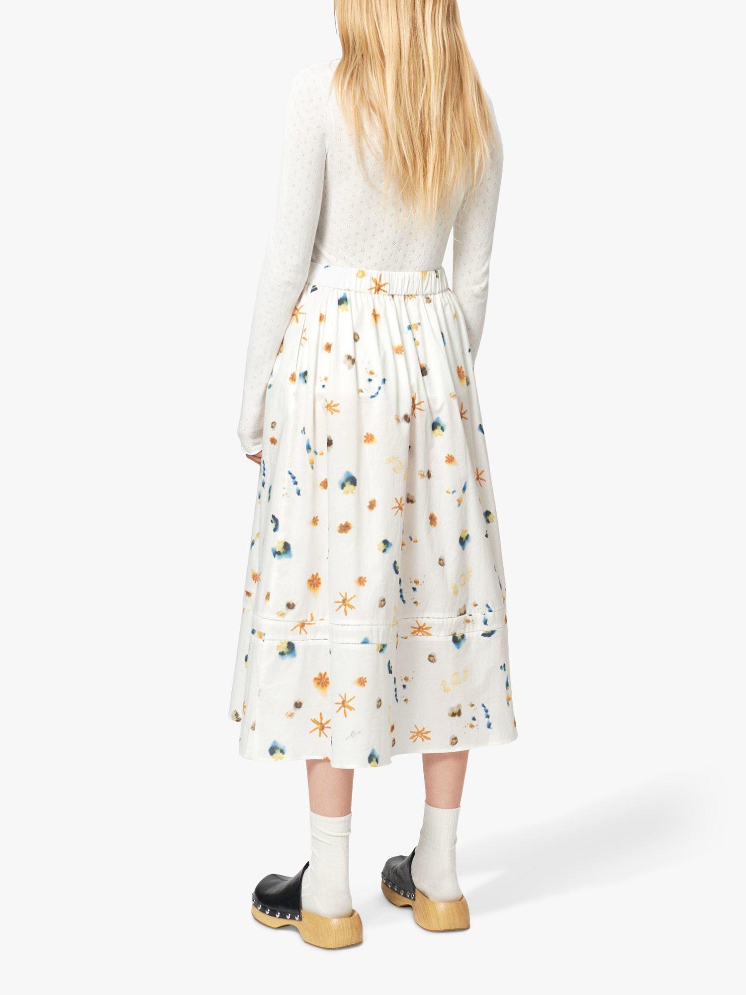 Product image 2 of 6, which shows nué notes Bowie Cotton Midi Skirt, Yellow Cream, 6