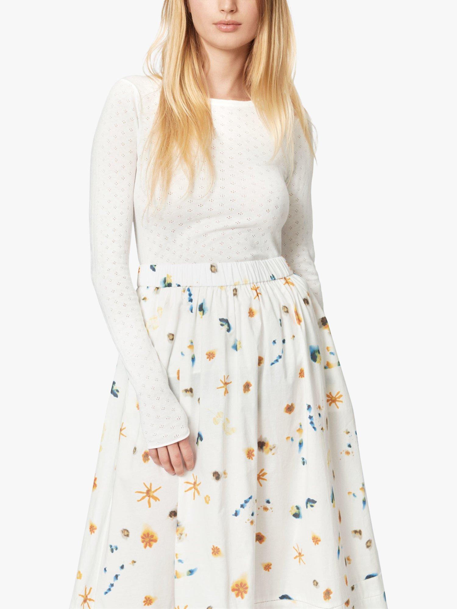 Product image 3 of 6, which shows nué notes Bowie Cotton Midi Skirt, Yellow Cream, 6