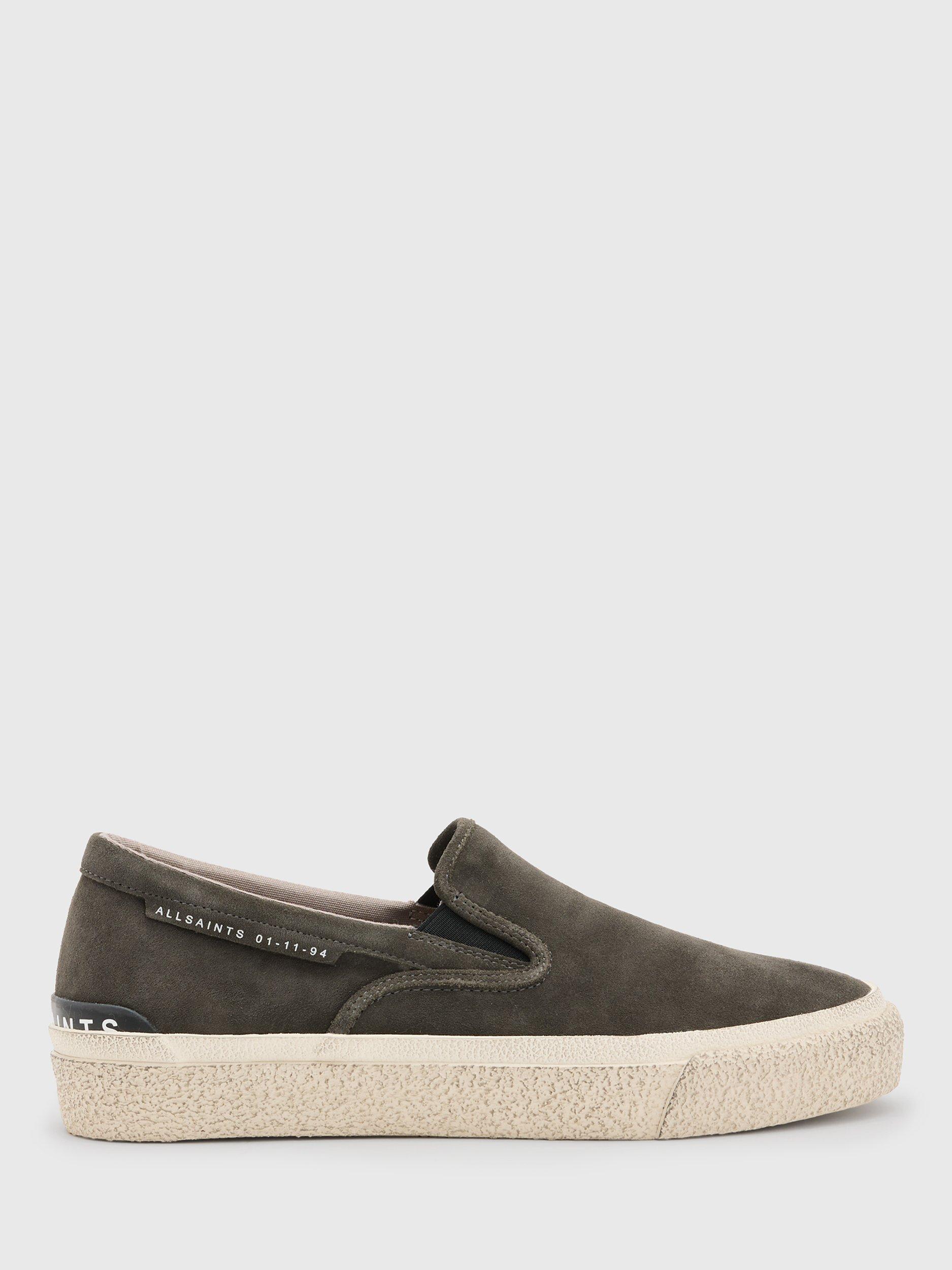 AllSaints Navaho Slip-On Leather Plimsolls, Grey