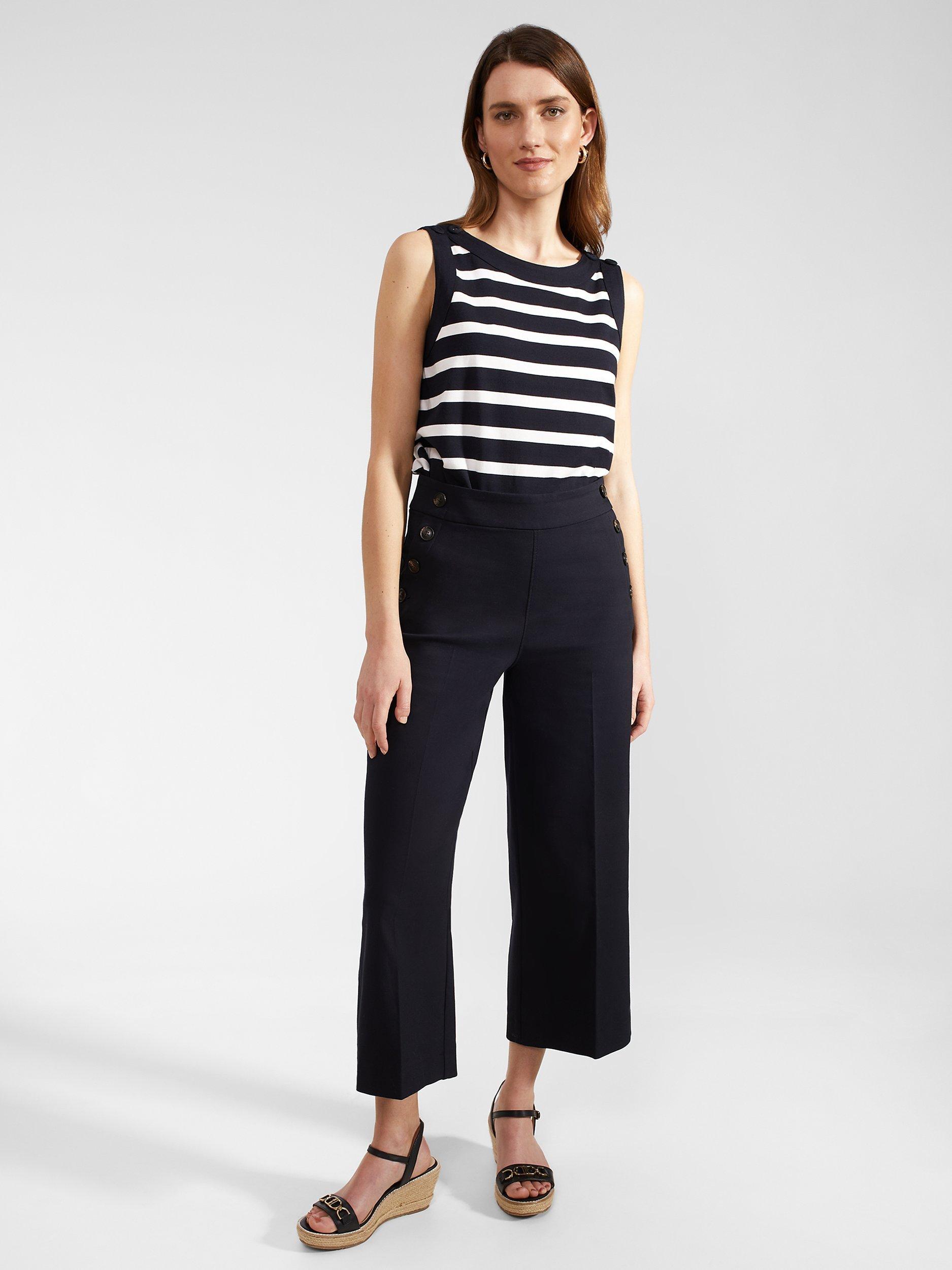 Hobbs Simone Cropped Trousers, Navy, 14