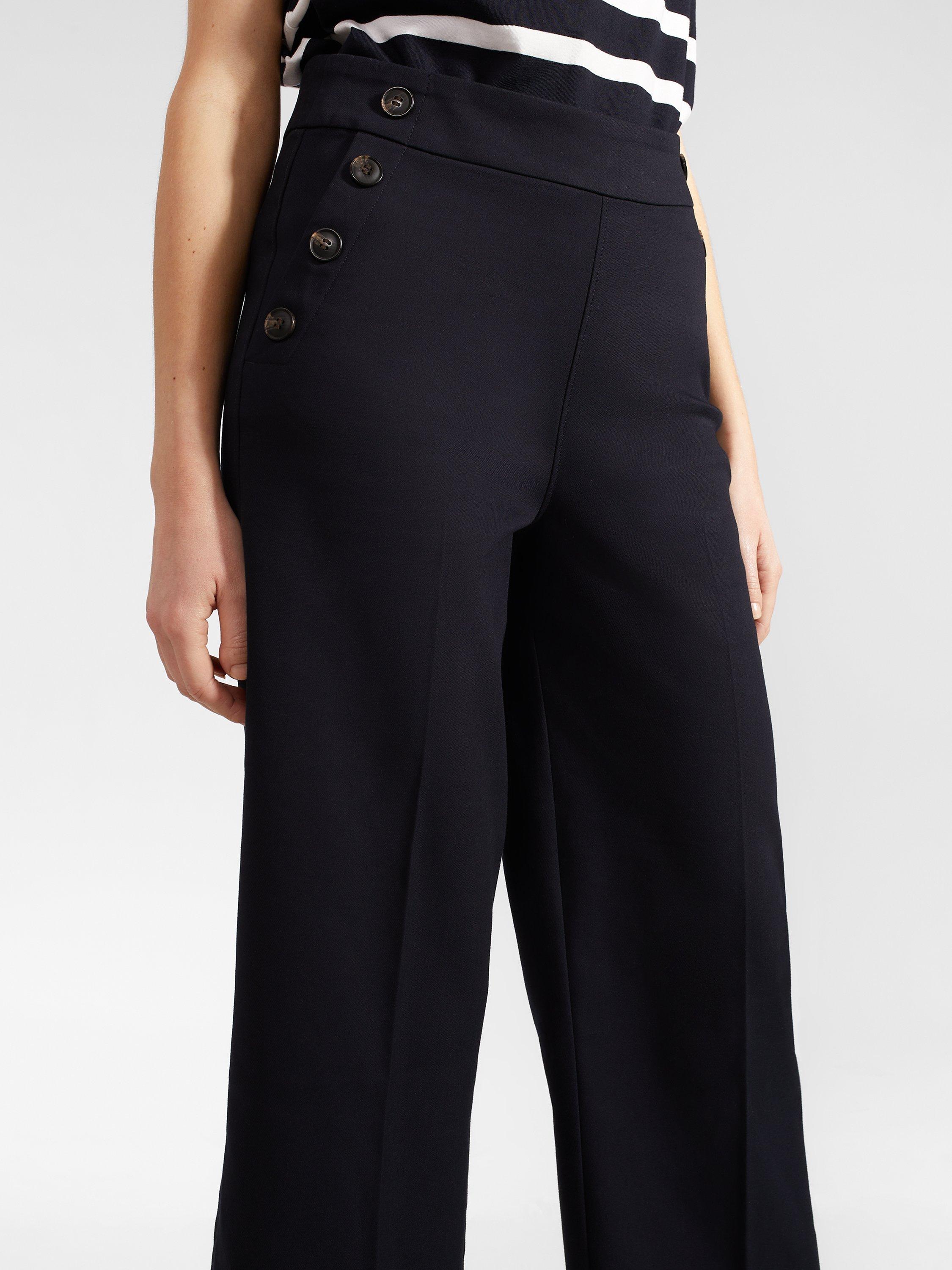 Hobbs Simone Cropped Trousers, Navy, 14