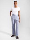 Hobbs Adina Cross Dye Linen Trousers, Blue/Ivory