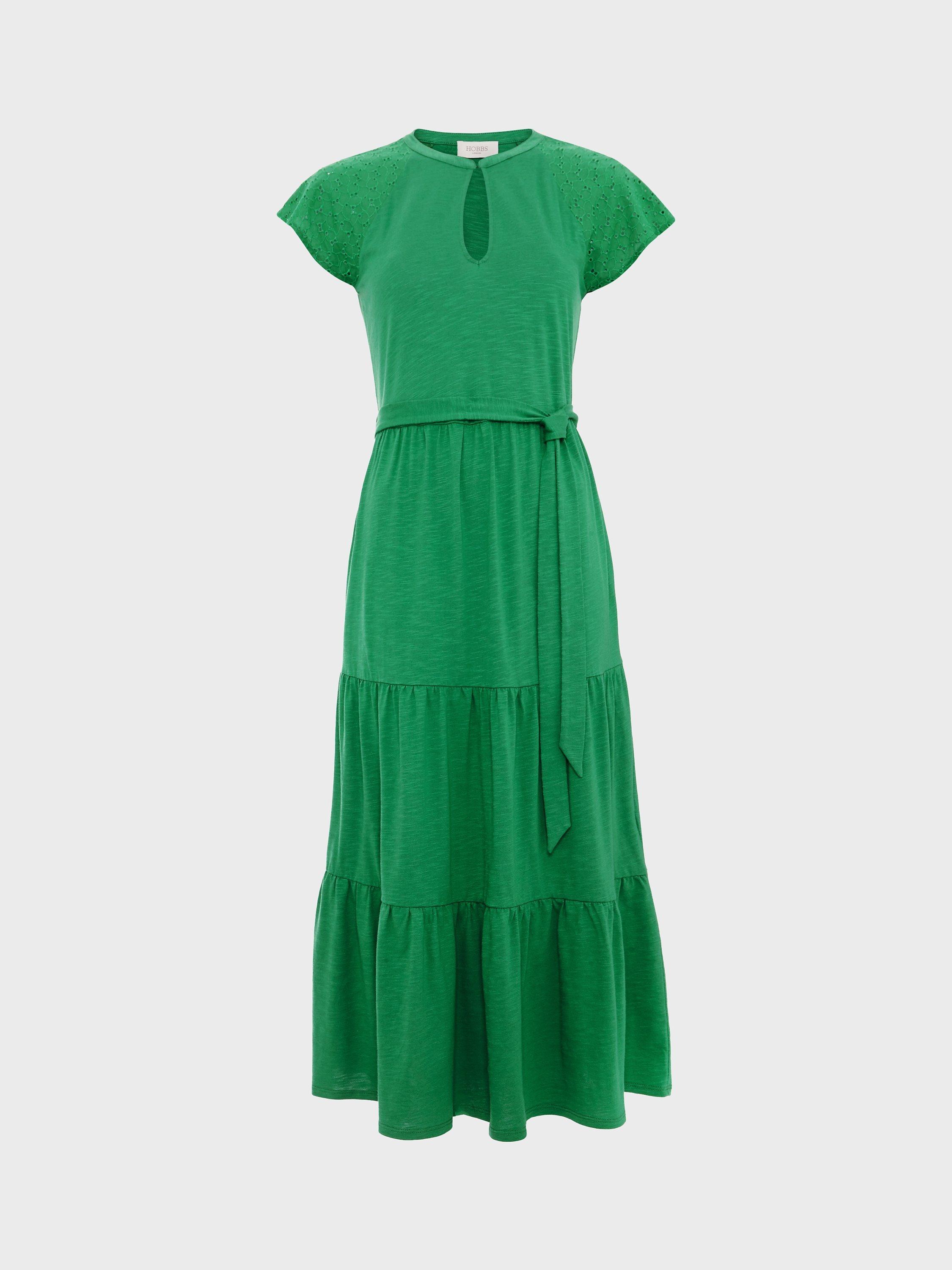 Product image 4 of 4, which shows Hobbs Brodie Midi Jersey Dress, Green, 8