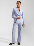 Hobbs Adina Cross Dye Linen Blazer, Blue/Ivory