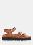 Whistles Jemma Suede Triple Buckle Sandals, Tan, Tan