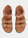 Whistles Jemma Suede Triple Buckle Sandals, Tan, Tan