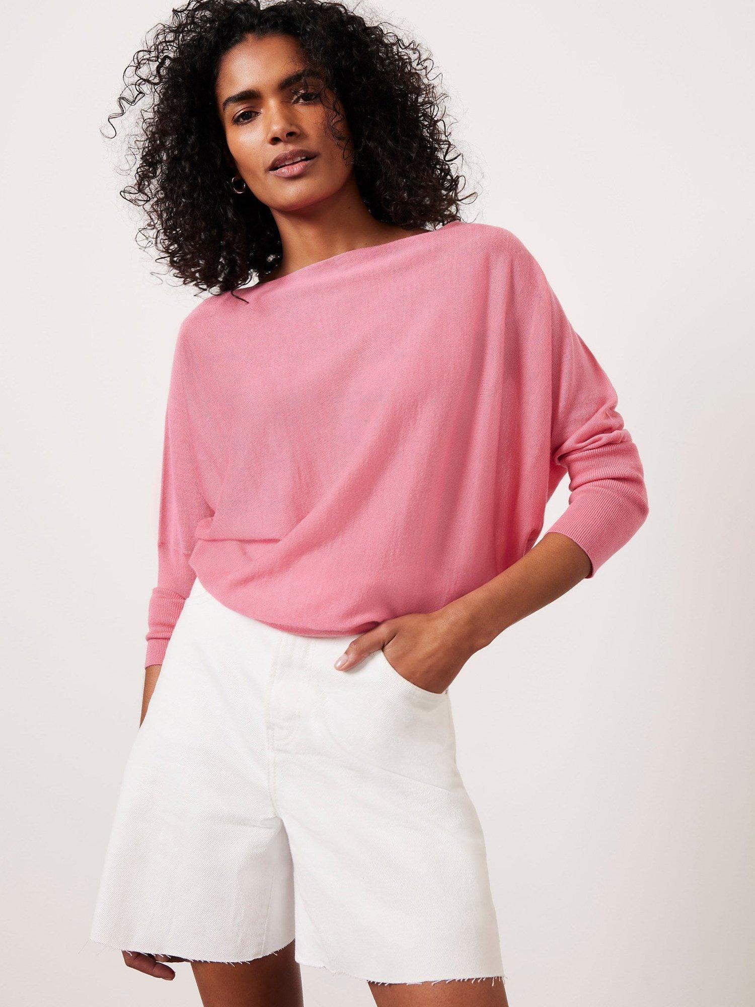 Mint Velvet Wool Blend Batwing Jumper, Pink, XL