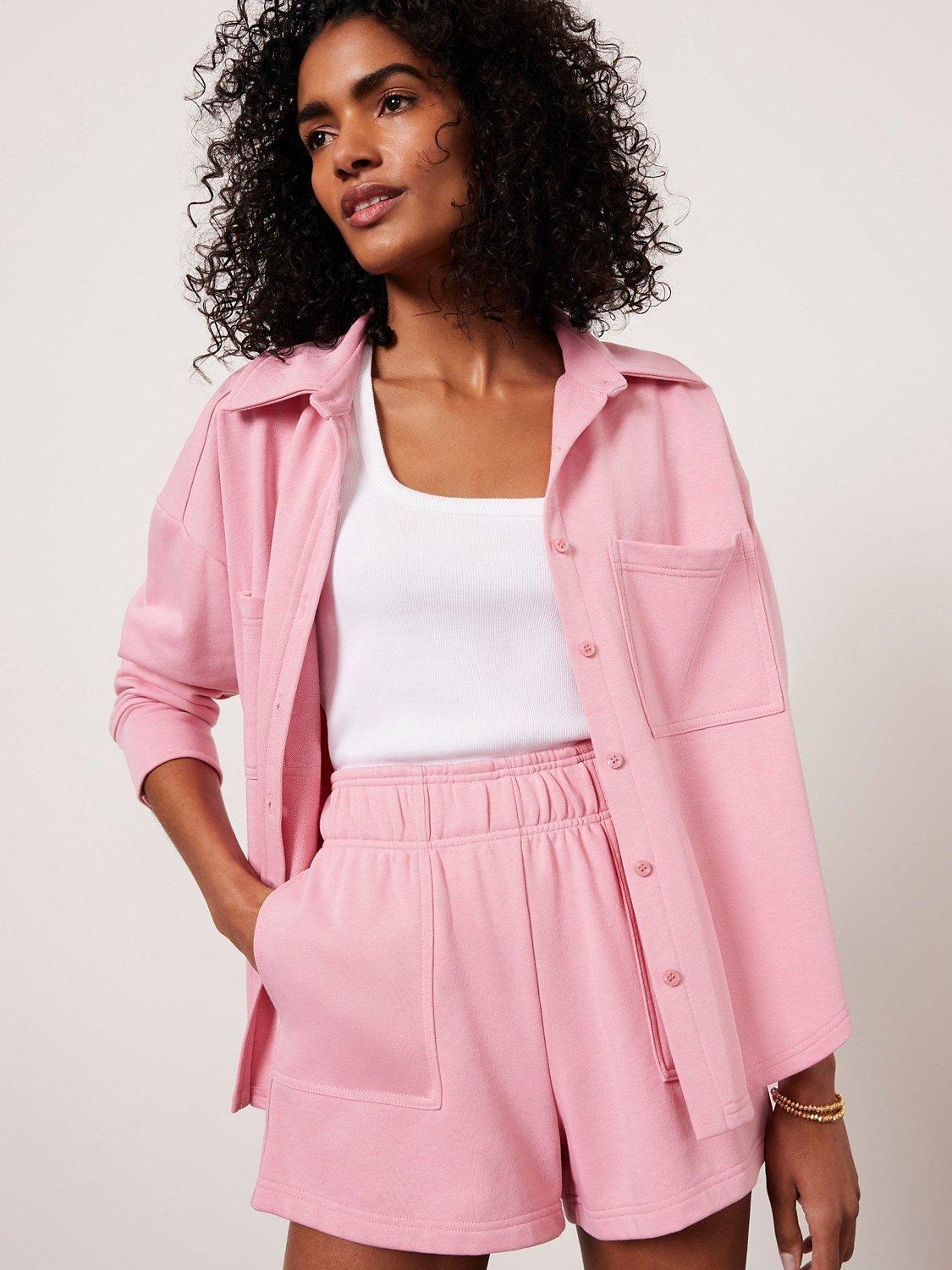 Mint Velvet Cotton Blend Sweat Shorts, Pink