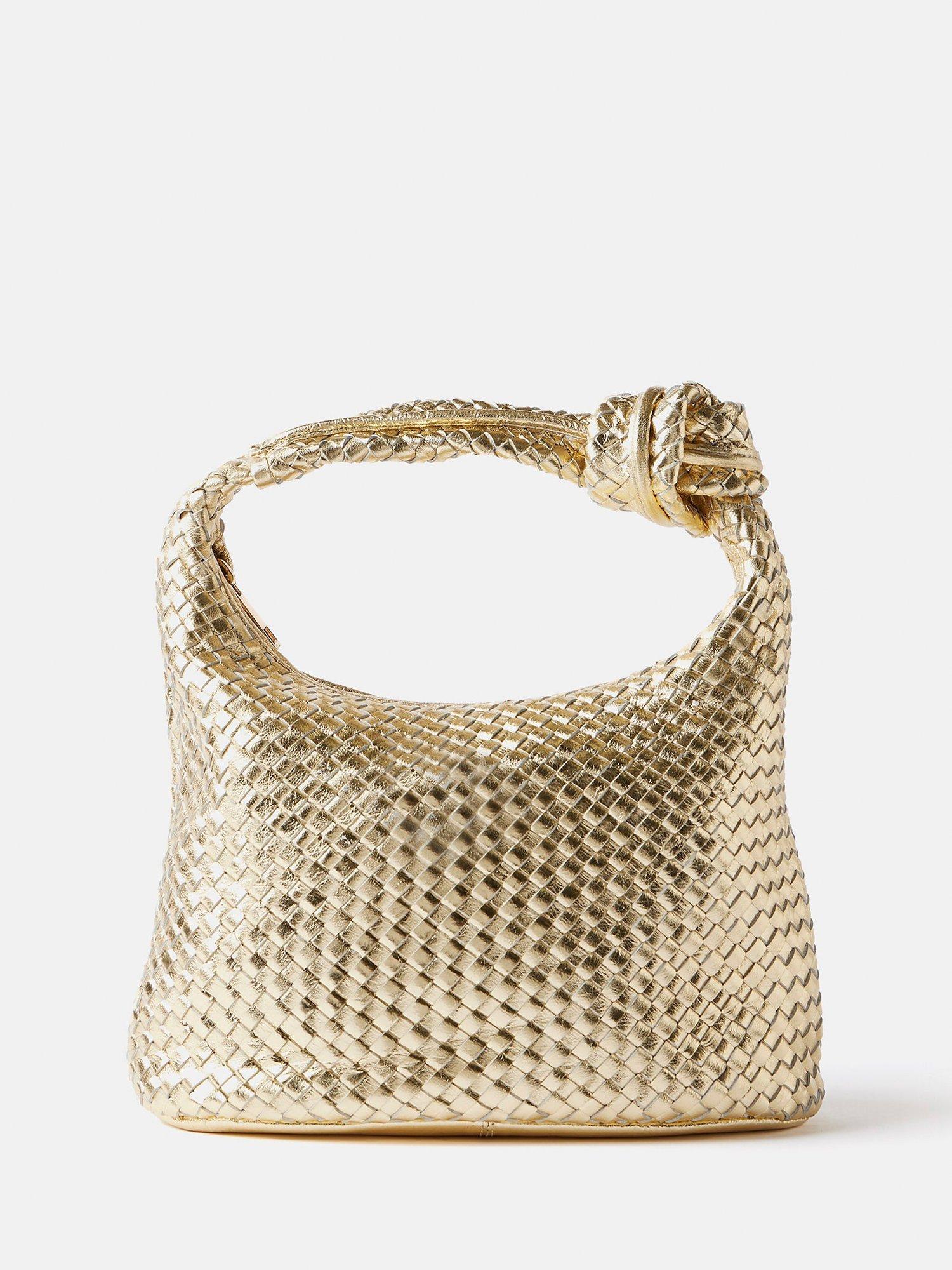 Mint Velvet Willow Woven Knot Handle Grab Bag, Gold, One Size