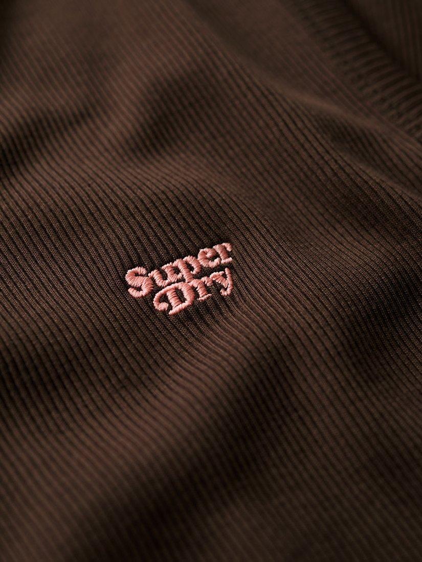 Superdry Rib Bodycon Mini Dress, Dark Brown, 6