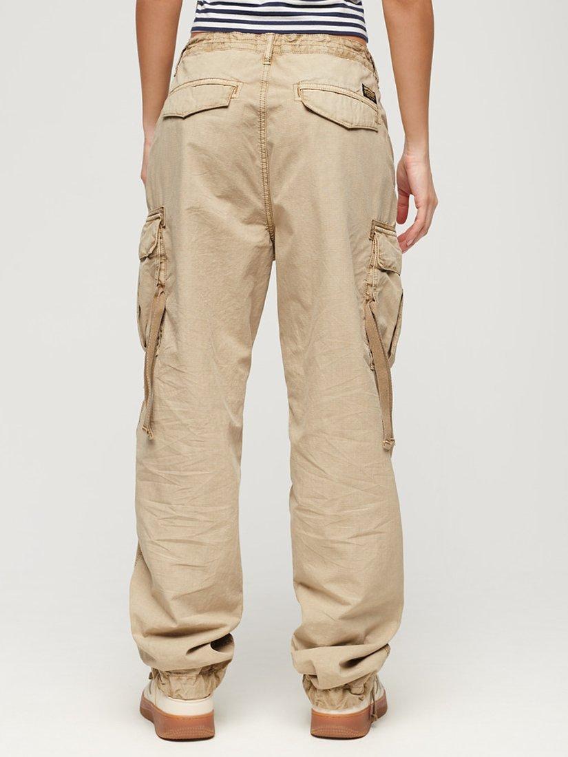 Product image 4 of 6, which shows Superdry Low Rise Parachute Cargo Trousers, Stonewash Brown, W26/L30