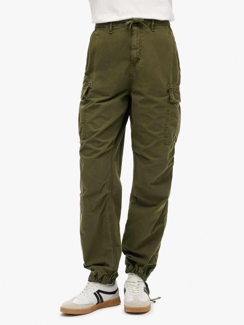 Product image 4 of 6, which shows Superdry Low Rise Parachute Cargo Trousers, Olive Night Green, W26/L30
