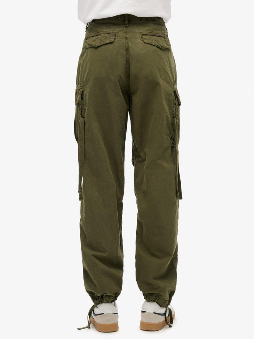 Product image 5 of 6, which shows Superdry Low Rise Parachute Cargo Trousers, Olive Night Green, W26/L30