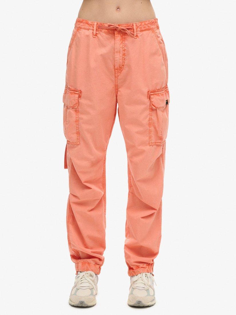 Product image 4 of 6, which shows Superdry Low Rise Parachute Cargo Trousers, Terracotta, W26/L30