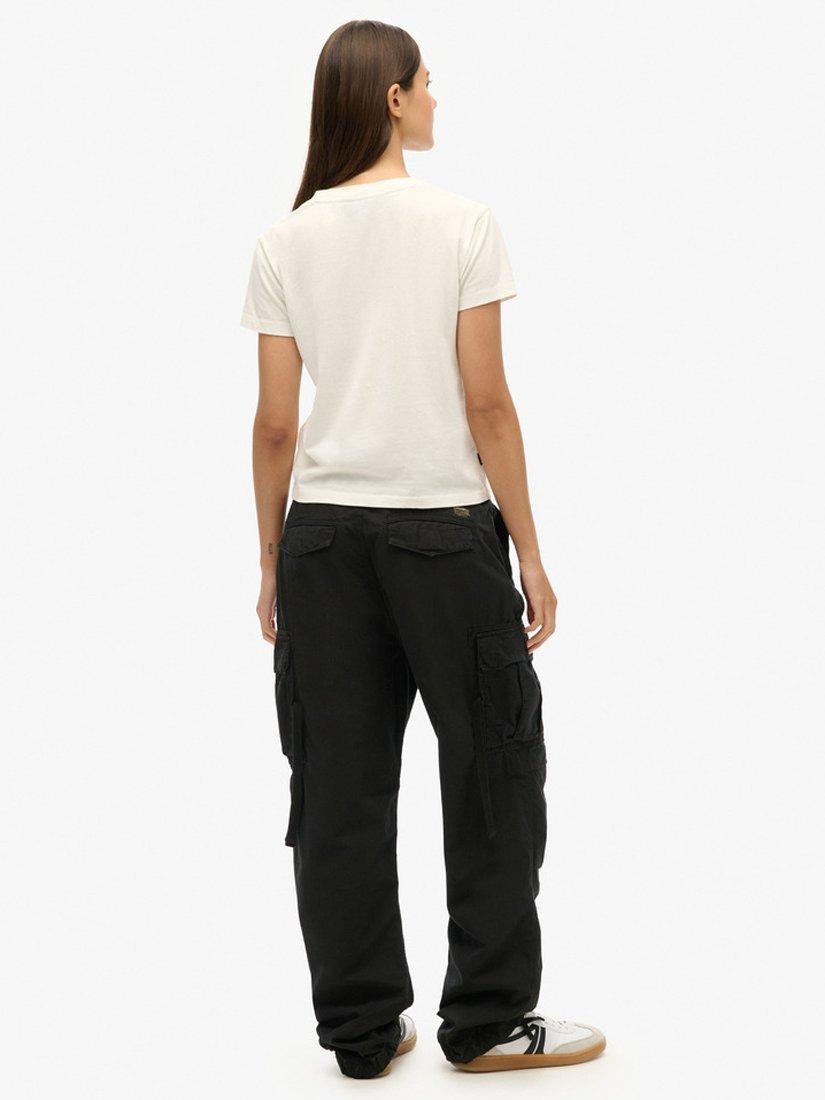 Product image 7 of 7, which shows Superdry Low Rise Parachute Cargo Trousers, Black, W26/L30