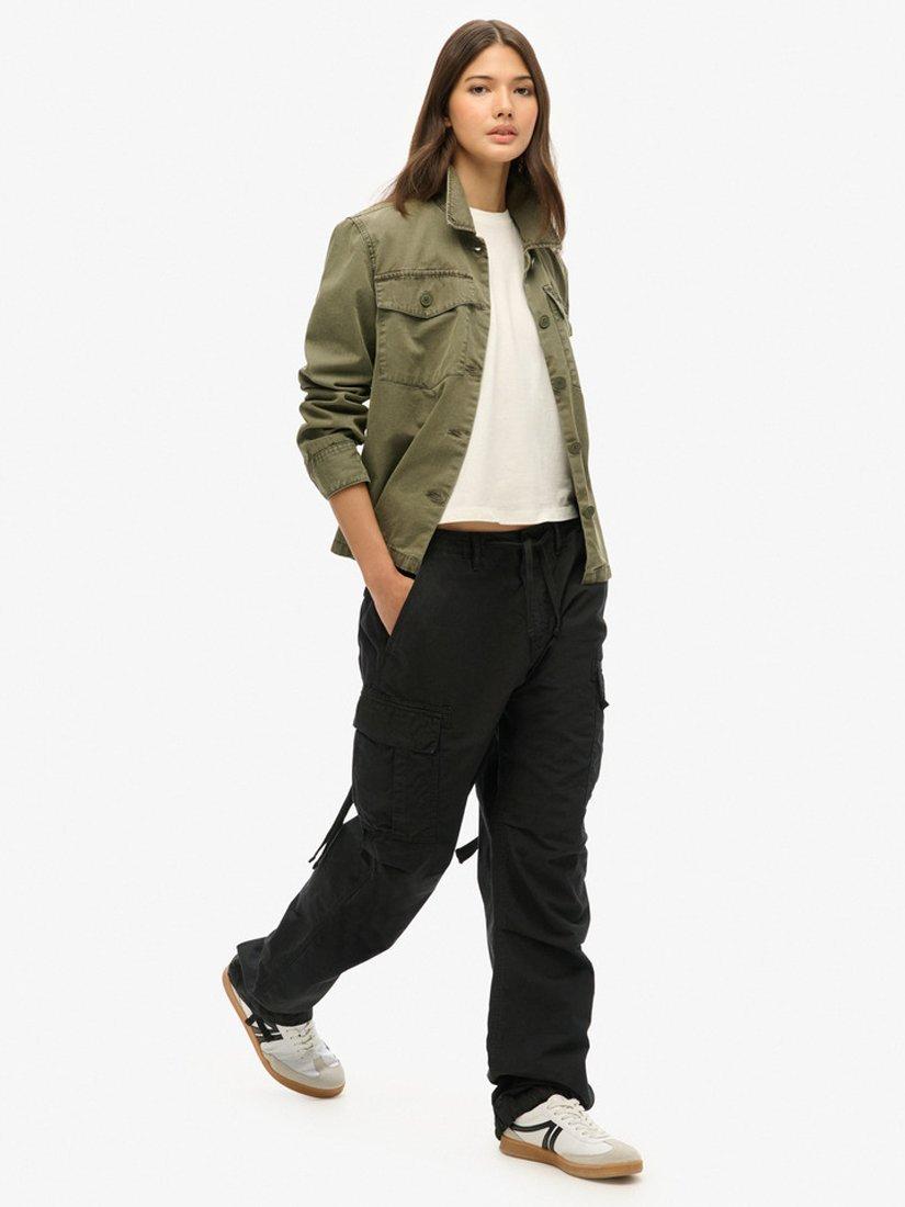 Product image 2 of 7, which shows Superdry Low Rise Parachute Cargo Trousers, Black, W26/L30