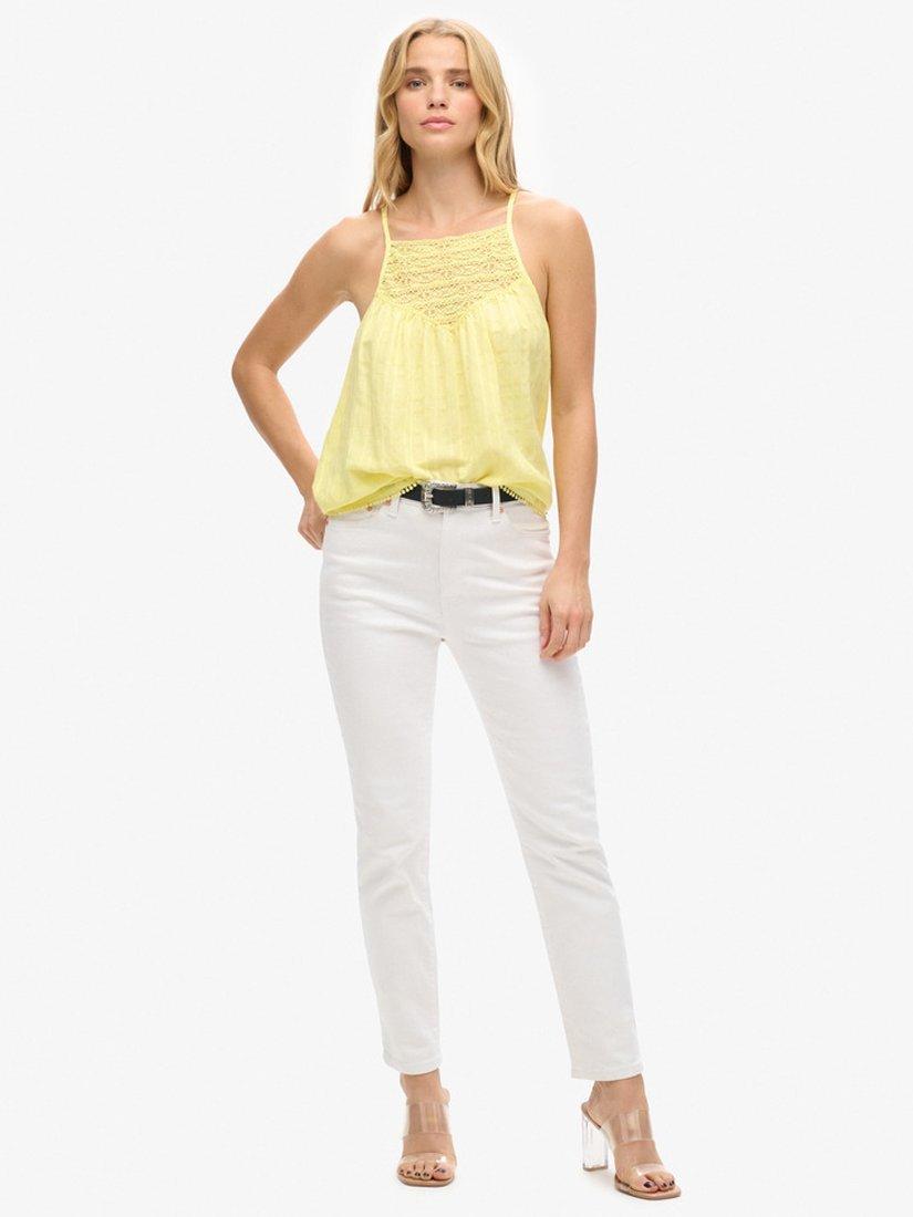 Product image 3 of 5, which shows Superdry Lace Cami Beach Top, Pale Yellow, 6